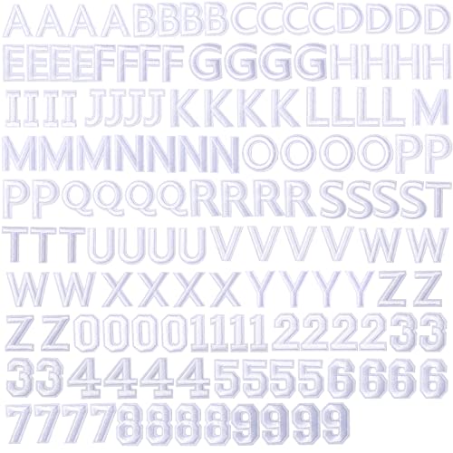 GYGYL 144 Pieces Iron on Letters and Numbers Patches, White Letter Patches Alphabet Embroidered Patch A-Z, Numbers 0-9 Applique for Clothes, Dress, Hat, Socks, Jeans, DIY Accessories - color: White, 144pcs, size: Pack of Letters