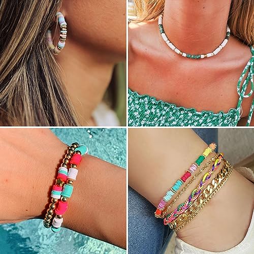 Friendship Bracelet Kit, 14,000pcs 48 Colors Bracelet Making Kit Clay Beads with Number Letter Bead Set Concert Merch Arts and Crafts Gifts for Kids Teen Girls Jewelry Making Supplies Bracelet Maker - color: Rainbow color
