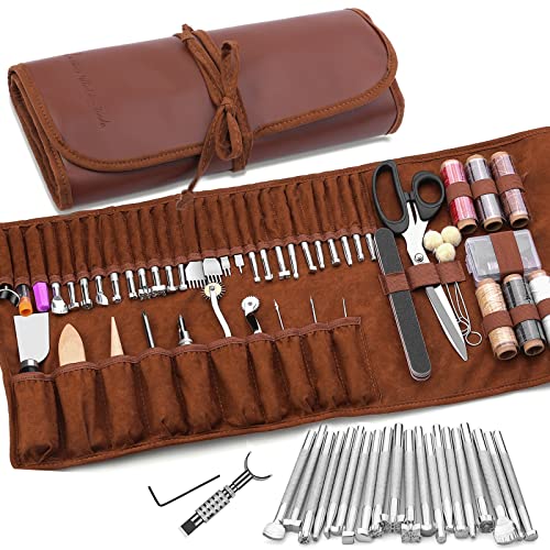 TLKKUE Leather Working Tools Leather Craft Tools for Carving Stamping