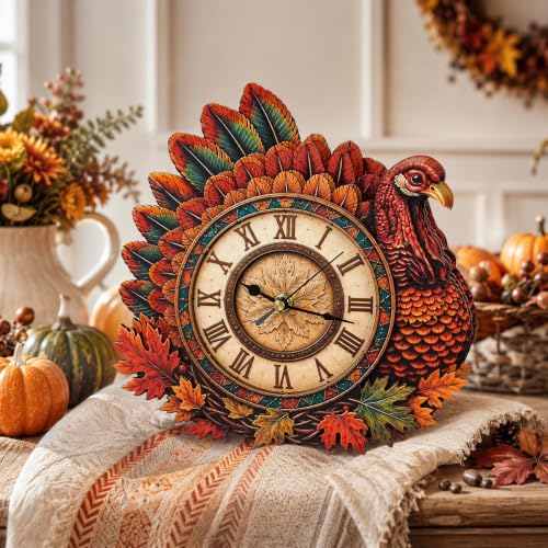 3D Wooden Puzzle for Adults - Turkey Thanksgiving Clock - color: Turkey Thanksgiving Clock