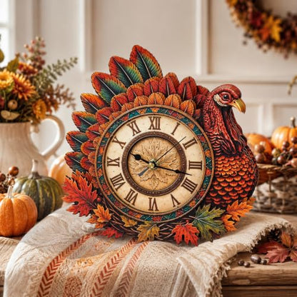 3D Wooden Puzzle for Adults - Turkey Thanksgiving Clock - color: Turkey Thanksgiving Clock