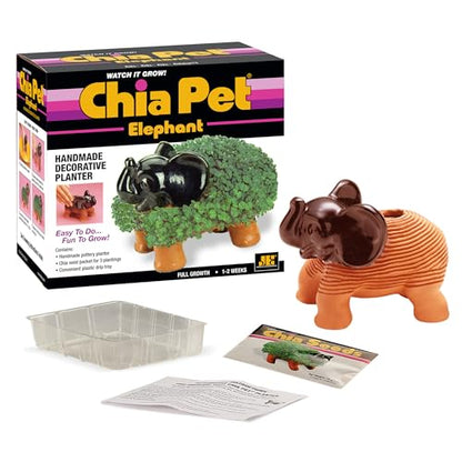 Chia Pet Elephant with Seed Pack, Decorative Pottery Planter, Easy to Do and Fun to Grow, Novelty Gift, Perfect for Any Occasion - style: Elephant
