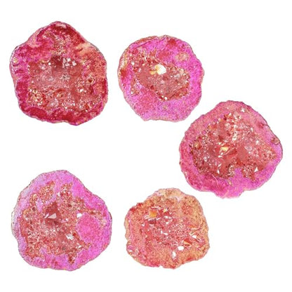 moonsix Pack of 2 Titanium Coated Angel Aura Quartz Geode, Red - color: Red