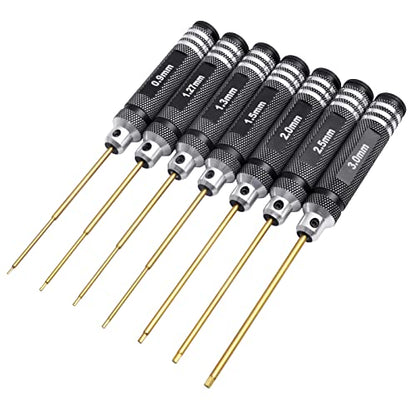 HobbyPark Hex Driver Set Allen Screwdriver Kit Titanium 0.9mm/1.27mm/1.3mm/1.5mm/2.0mm/2.5mm/3.0mm Small and 17mm Hex Wrench Set RC Car Tools Kit