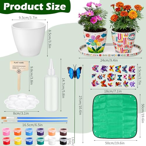 Hysagtek Paint & Plant Flower Growing Kit - Fun Gardening Set with 4 Pots, Art Craft Grow Garden Planting Set Birthday Easter Gift for Girls & Boys
