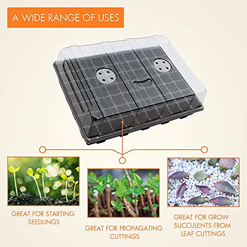 Gardzen Seed Starter Tray, 5 Pack Smiling Face Plant Germination Trays with Total 350-Cell, Seed Starter Kit with Humidity Vented Domes and Bases for Starting Vegetable Flower Herb Seeds 18" x 14" - size: 70-Cell White Eyes 5-Pack