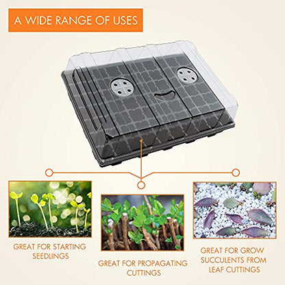 Gardzen Seed Starter Tray, 5 Pack Smiling Face Plant Germination Trays with Total 350-Cell, Seed Starter Kit with Humidity Vented Domes and Bases for Starting Vegetable Flower Herb Seeds 18" x 14" - size: 70-Cell White Eyes 5-Pack