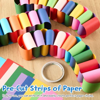 360 Sheets Paper Chain Garland Paper Kit, 2 x 8 in, Vibrant - color: Vibrant, size: 2 x 8 in