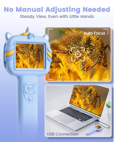 Kids Microscope Outdoor Toys - Handheld Microscopes Autofocus - color: Blue