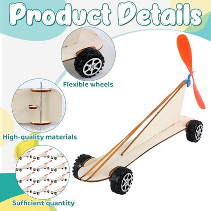 24 Sets Rubber Band Propeller Car Kit DIY Bulk STEM Craft Kit