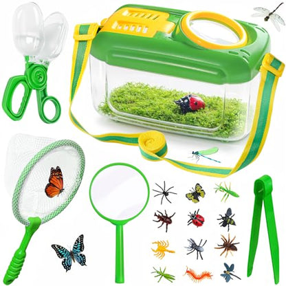 Bug Catcher for Kids, Bug Vacuum Catching Kit with Bug Collector Butterfly Net Magnifying Glass Bugs Grabber Insect Catcher Tweezers, Outdoor Explorer Toys Gift