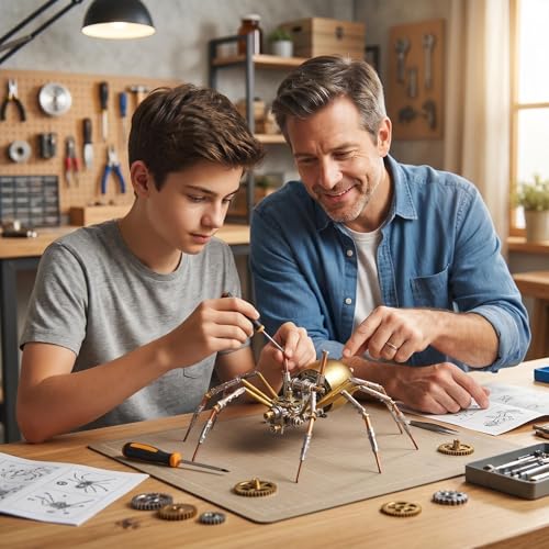 3D Metal Puzzles for Adults Teens-150+Pcs-Mechanical Spider Bee Insect Models-3 Hours to Build-Ideal for Birthday Gifts and Decorations (Mechanical Spider E) - style: Mechanical Spider E