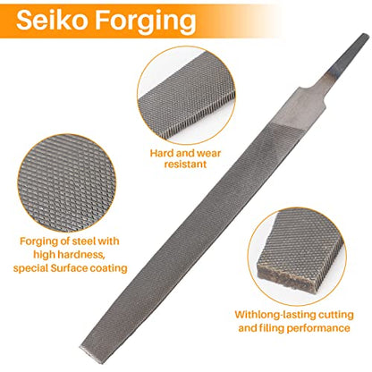 8" Flat Medium Cut File, Double Cut Teeth, Made of High Carbon Steel, Single Hand File Without Handle, Suitable for Shaping Metal, Wood, etc. - color: Flat File, size: 8 Inch