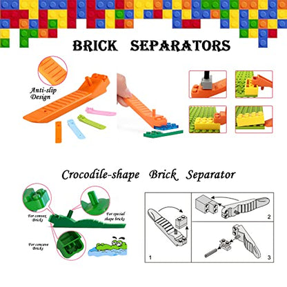 Building Blocks Tool Kit - Brick Separator, Mini Blocks Tool Set - Multi-Functional Hammer, Pliers, Tweezers, Finger Protectors with Tin Box (Pink) - color: Pink