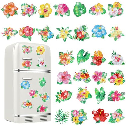 Remuuly 30 Pcs Hawaiian Diamond Painting Magnets Diamond Art Kits for Adult - color: Floral