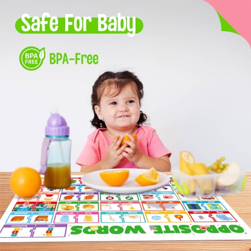 Non-Slip Placemats Washable Table Mat for Kids, 6 Pack - style: CVC, CVCC & CCVC Words