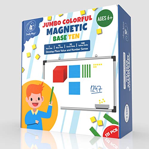 Simply magic 131 PCS Jumbo Magnetic Base Ten Blocks for Math, Math Cubes