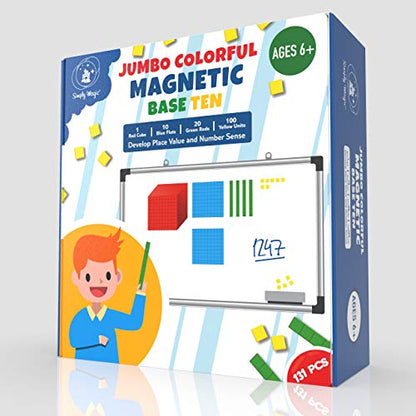 Simply magic 131 PCS Jumbo Magnetic Base Ten Blocks for Math, Math Cubes