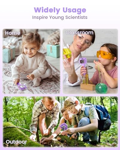 Kids Microscope Outdoor Toys - Handheld Microscopes Autofocus - color: Purple