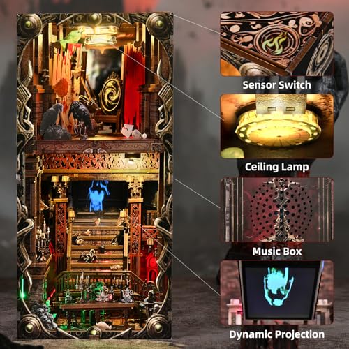 TOYQI Book Nook Kit, DIY Miniature Dollhouse Kit for Adults and Teens - color: Haunted Mansion