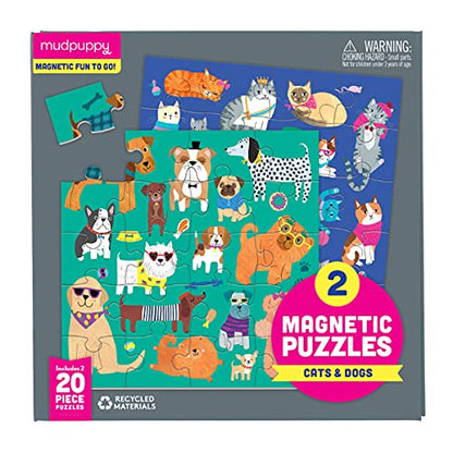 Mudpuppy - Cats & Dogs - Set of Two 20 Piece Magnetic Puzzles for Kids - style: Cats & Dogs