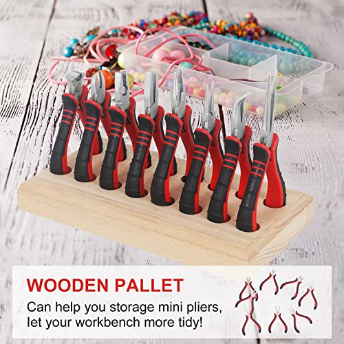 Jewelry Pliers Sets Jewelers Making Tools Kit, Professional 8 piece Mini Wire Plier with Wood Holder for Beading, Crafting, Crimping, Cutting, Repair, Wrapping, Complete Quality for Adults Starter - style: mini pliers set with pallet