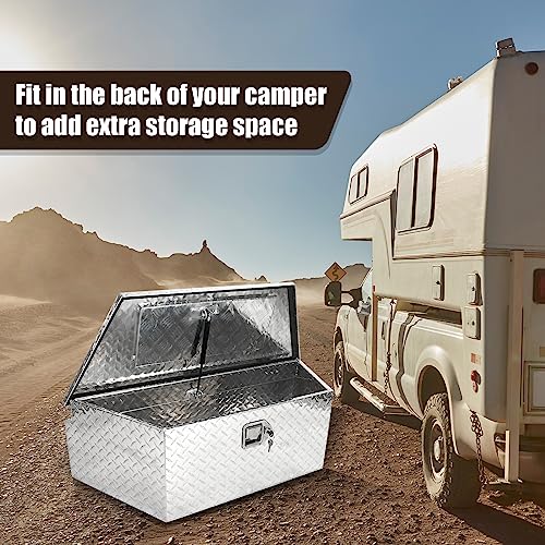 BLACKHORSE-RACING 39" Aluminum Diamond Plate Trailer Tongue Box, Silver - color: Silver, size: 39"(L) x 16.5"(W) x 12"(H)-Diamond Plate
