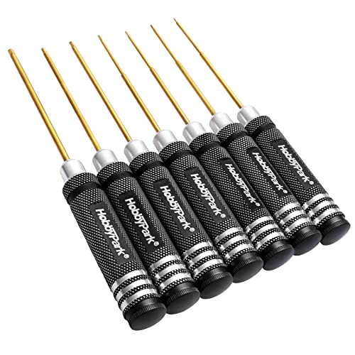 HobbyPark Hex Driver Set Allen Screwdriver Kit Titanium 0.9mm/1.27mm/1.3mm/1.5mm/2.0mm/2.5mm/3.0mm Small and 17mm Hex Wrench Set RC Car Tools Kit