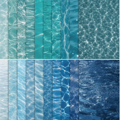 Water Ripple Scrapbook Paper Pack, 60 Sheets, 14 x 21 cm, Blue Green - color: Water Ripples