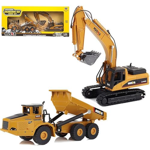 Gemini&Genius 2Pcs Construction Vehicle Toys Dump Truck and Excavator Set