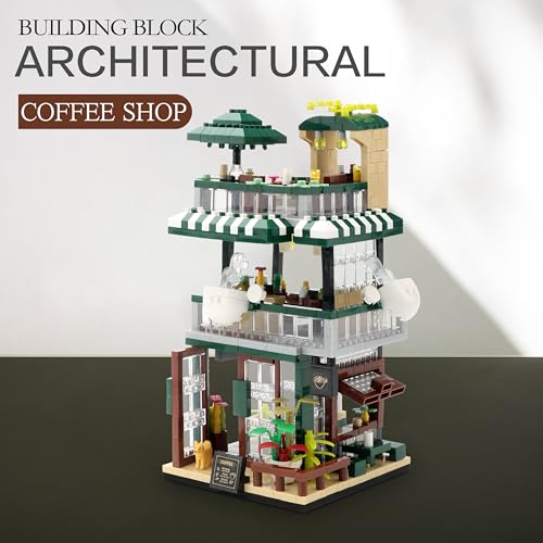Mini House Building Kit, Street View Coffee Shop Building Blocks for Adults - color: Coffee Shop