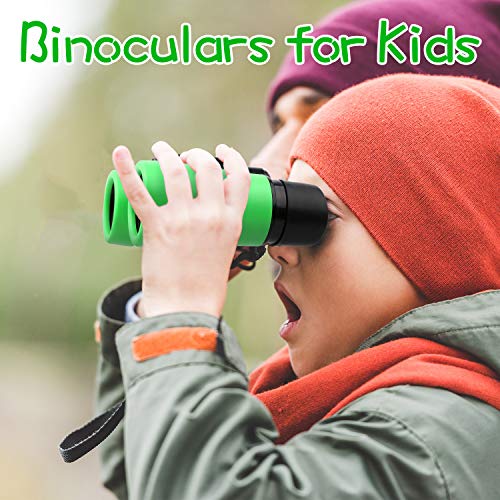 Scotamalone Kids Binoculars Shock Proof Toy Binoculars Set for Age 3-12 Years Old Boys Girls Bird Watching Educational Learning Hunting Hiking Birthday Presents - color: green, size: one pc
