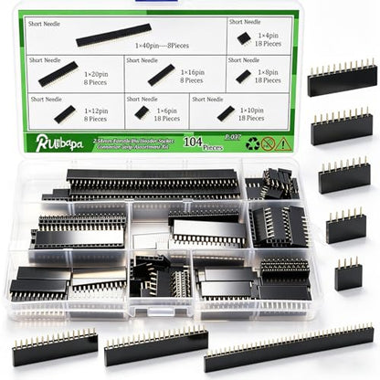 104PCS 2.54mm Male and Female Pin Header Connector Assortment Kit - size: 104pcs-Female Pin Header Connector