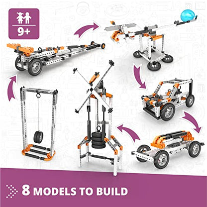 Engino- STEM Toys, Newton's Laws Inertia, Kinetic & Potential Energy, Building Toys for Kids 9+, Creative Engineering Kit, STEM Projects, Gifts for Boys (8 Model Options)