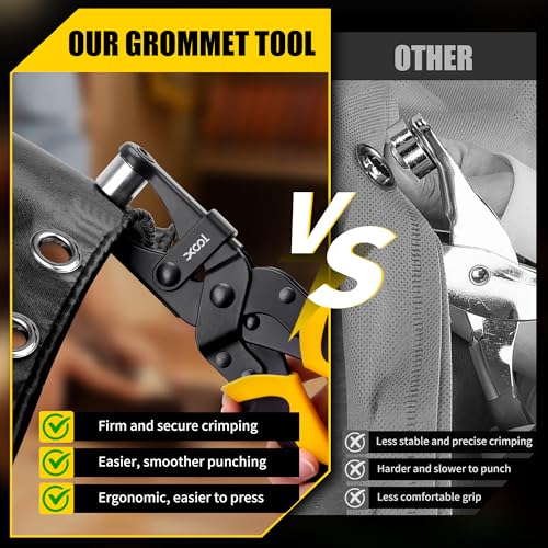 XOOL Grommet Tool Kit, 200 Sets 3/8" 10mm Grommets with Magnetic Positioning, Heavy Duty Grommet Pliers with Hole Cutter for Tarps, Canvas, Fabric, Banners, Leather and DIY Crafts - size: 3/8" Grommet Tool Kit