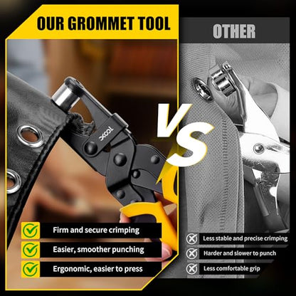 XOOL Grommet Tool Kit, 200 Sets 3/8" 10mm Grommets with Magnetic Positioning, Heavy Duty Grommet Pliers with Hole Cutter for Tarps, Canvas, Fabric, Banners, Leather and DIY Crafts - size: 3/8" Grommet Tool Kit