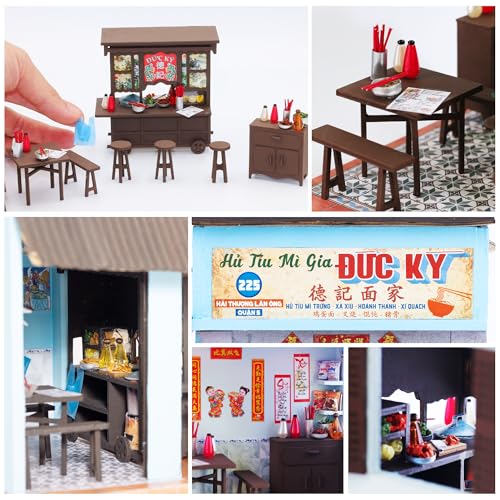Vietnam DIY Miniature Kit - Asian Noodle House - Tiny Diorama Building Kits, Craft Hobby Gifts for Teens and Adults