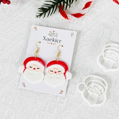 Xaekicr Christmas Santa Polymer Clay Cutters Set – Clay Earring Cutters for DIY Earrings – Cute Holiday Face Clay Molds – Polymer Clay Tools for Jewelry Making - color: F color