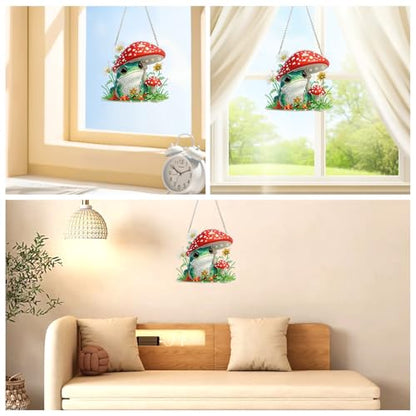 AIRDEA Hanging Diamond Painting Kits Frog,Special Shaped Diamond Art Kits Cute Gem Art Pendant Decor,19.5x18.08cm - color: red green white