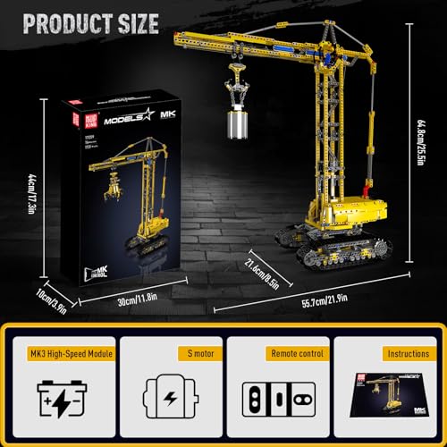 Mould King MOC Crawler Crane Advanced Building Kit for Adults, MOC Mobile Crane Heavy-Duty Truck Sets to Build, APP Control Large Engineering Vehicles, Construction Model Toy for Youth (1731 PCS)