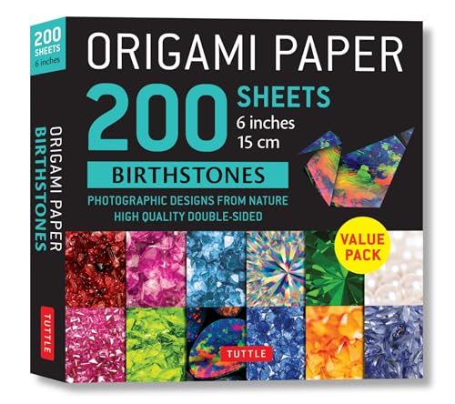 Origami Paper 200 sheets Birthstones 6" (15 cm): Photographic Designs of Gemstones: Double Sided Origami Sheets Printed with 12 Different Designs (Instructions for 6 Projects Included)