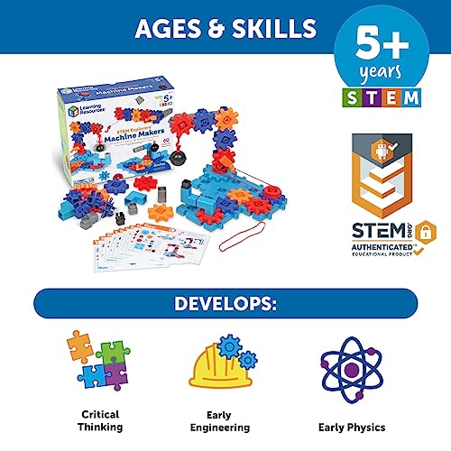 Learning Resources STEM Explorers Machine Makers - 60 Pieces, Ages 5+, Building Montessori Toys, Engineering Activities, Fine Motor Skills