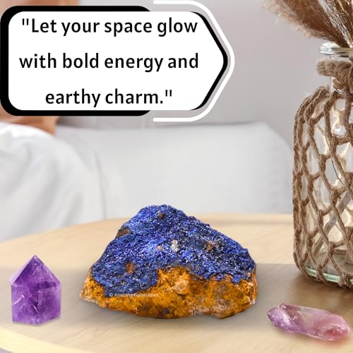 Amazing Gemstone Azurite Crystals and Healing Stones Mineral Specimen - Premium Semi Precious Gem Stones - Healing Crystals Geodes Clusters for Meditation, Chakra Balance, and Energy (S) - color: Azurite, size: Small