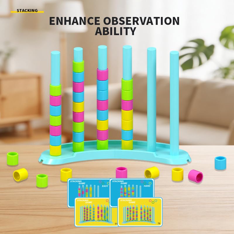 Color Matching Stacking Game, Fast Pattern Challenge for 2 Players+ - size: XL-1 Pack Stacking Game
