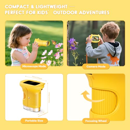 Handheld Digital Microscope for Kids,1000X Pocket Wonderquest Microscope - color: Yellow