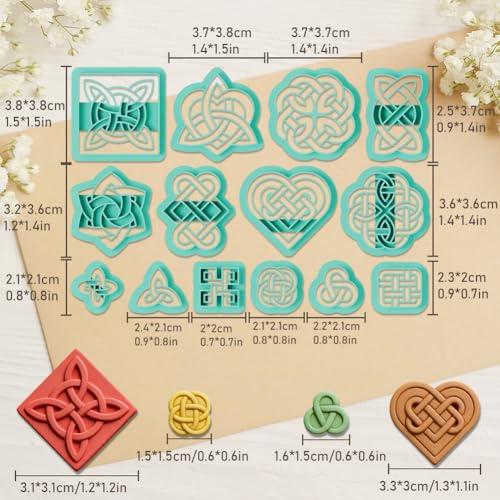 ORIGACH 14 Pcs Chinese Style Celtic Knot Polymer Clay Cutters Set - style: Celtic Knot