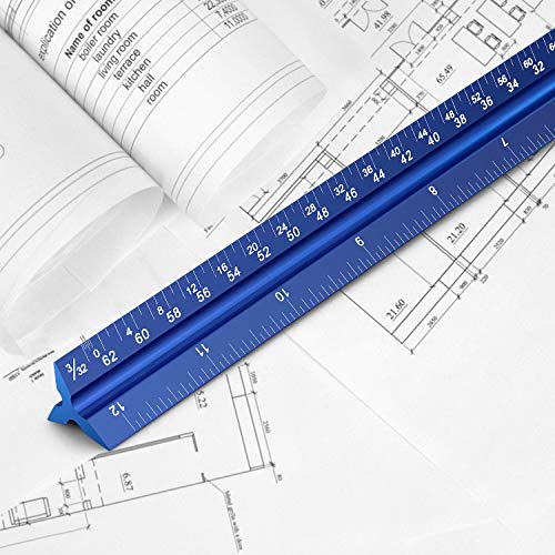 12" Architectural Scale Ruler Aluminum Architect Scale Ruler, Blue - color: Blue
