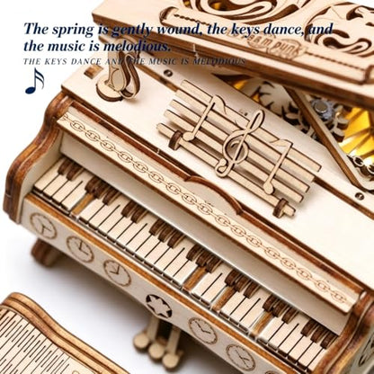 3D Wooden Puzzle Music Box for Adults, Mechanical Violin Model Kit, DIY Wood Craft Building Set, Romantic Hobby Gift for Men Women