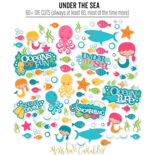 Die Cuts & Paper Set - Under the Sea - By Miss Kate Cuttables - 16 Sheets of 12"x12" Specialty Paper & Over 60 Coordinating Die Cuts - Exclusive Original Matching Set