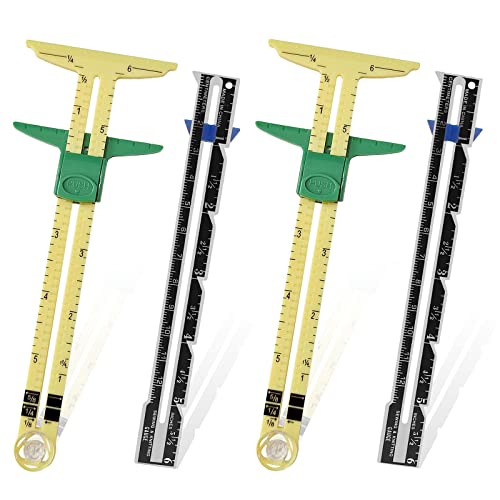 YEQIN 4 Pieces Sewing Gauge Sewing Measuring Tool, 5-in-1 Sliding Gauge Measuring Sewing Ruler Tool Fabric Quilting Ruler for Knitting Crafting Sewing Beginner Supplies - size: Size 4(4pcs style1+3)